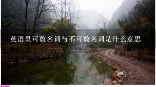 英语里可数名词与不可数名词是什么意思