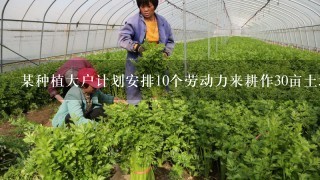 某种植大户计划安排10个劳动力来耕作30亩土地，这些土地可以种蔬菜也可以种水稻，种这些作物所需劳动力及预计产值如下表...