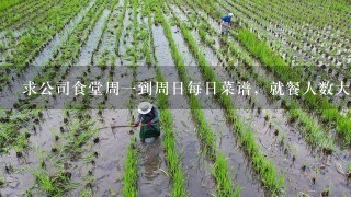 求公司食堂周1到周日每日菜谱，就餐人数大约800人左右，餐费标准10元/天3餐,急!!!谢谢!