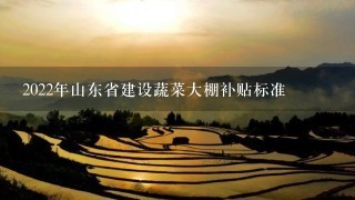 2022年山东省建设蔬菜大棚补贴标准