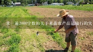 求1遍2000字数的关于果蔬农产品运输行的实习总结，